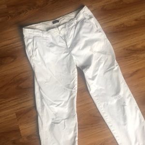 American Eagle distressed white chinos
